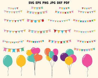 Bunting Birthday SVG PNG | Bunting Banner SVG | Birthday Party Svg | Happy Birthday Svg | Party Decoration | Flag Svg | Banner Clipart Png