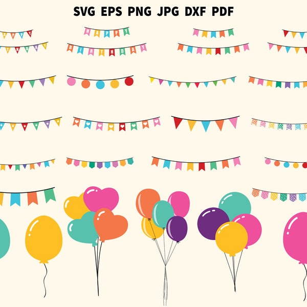 Bunting Birthday SVG PNG | Bunting Banner SVG | Birthday Party Svg | Happy Birthday Svg | Party Decoration | Flag Svg | Banner Clipart Png