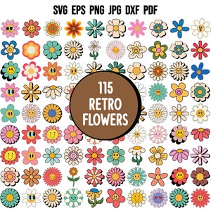 Retro Flower SVG | Boho Hippie SVG | Retro SVG | Groovy SVG | Daisy SVG | Trendy Clipart | Cricut | Clipart | Plik do cięcia | Retro T shirt Png