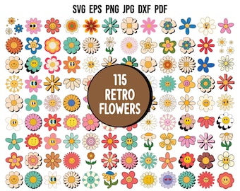 Retro blomma SVG | Boho Hippie SVG | Retro SVG | Groovy Svg | Daisy Svg | Trendig Clipart | Cricut | Clipart | Klipp fil | Retro T-shirt Png