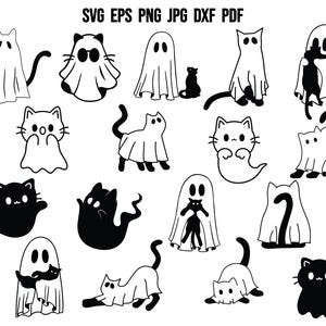 Halloween Ghost SVG | Cat Ghost SVG | Trendy Halloween SVG | Ghost and black cat SVG | Cute Cat Ghost SVG | Cat Halloween | Spooky Cat SVG