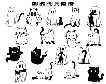 Halloween Ghost SVG | Cat Ghost SVG | Trendy Halloween SVG | Ghost and black cat Svg | Cute Cat Ghost Svg | Cat Halloween | Spooky Cat Svg