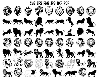 Lion Silhouette | Lion SVG | Lion Head Svg | Lion King Svg | Lion Cricut | Animal Svg | Safari Svg | Jungle Svg | Party Decor | Wild Animal