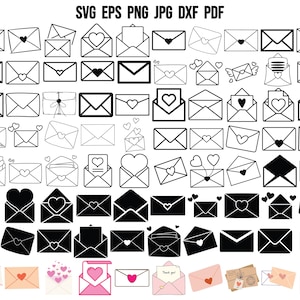Sobre SVG / Silueta de sobre / Correo SVG / Carta de amor Svg / Sobre Cricut / Archivo de corte / Clipart / San Valentín Svg / San Valentín retro