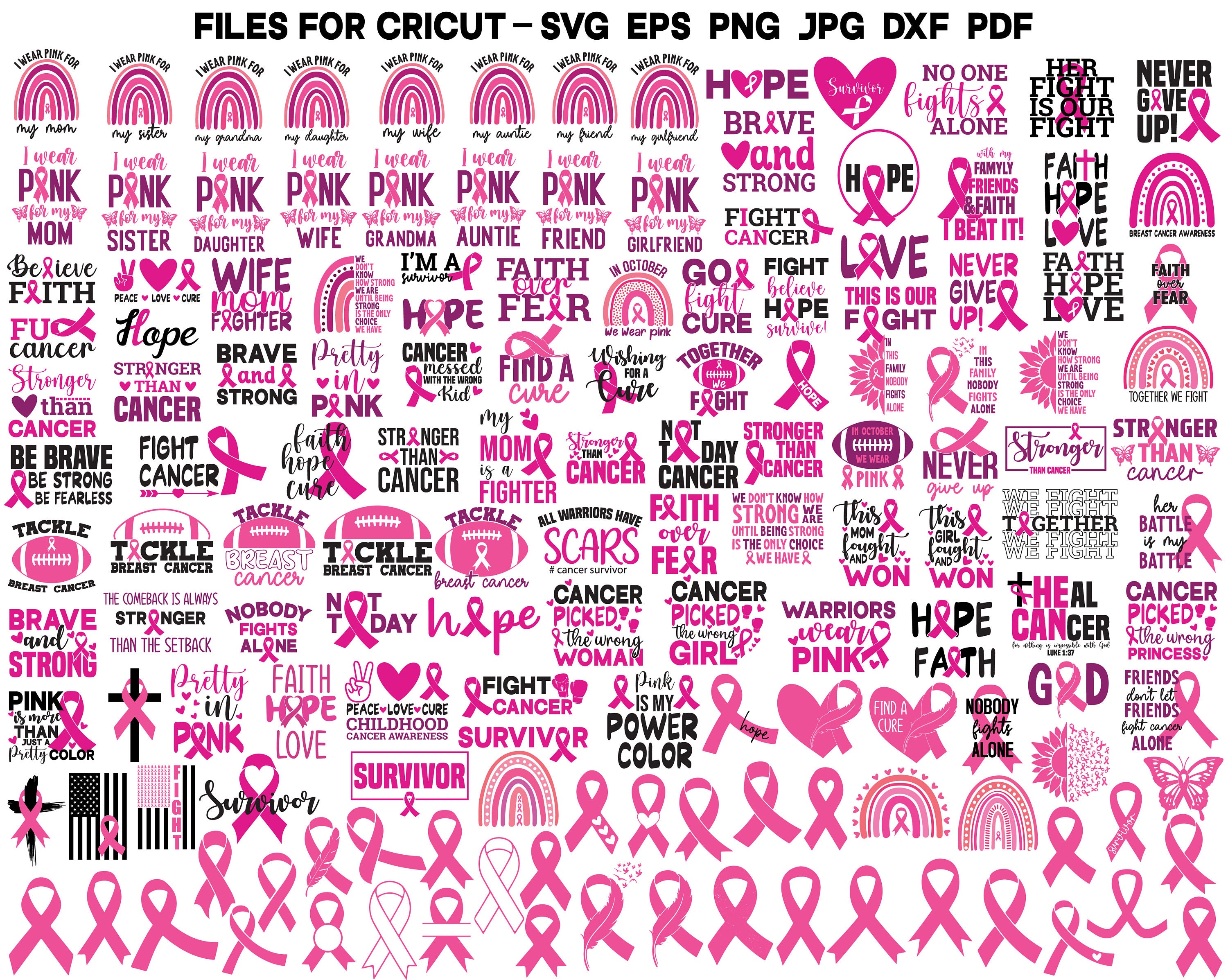 Breast Cancer SVG Cancer SVG Cancer Awareness Svg Cancer Survivor Svg Cancer Quote Svg Fight Cancer Svg Clipart Cut File for Commercial Use