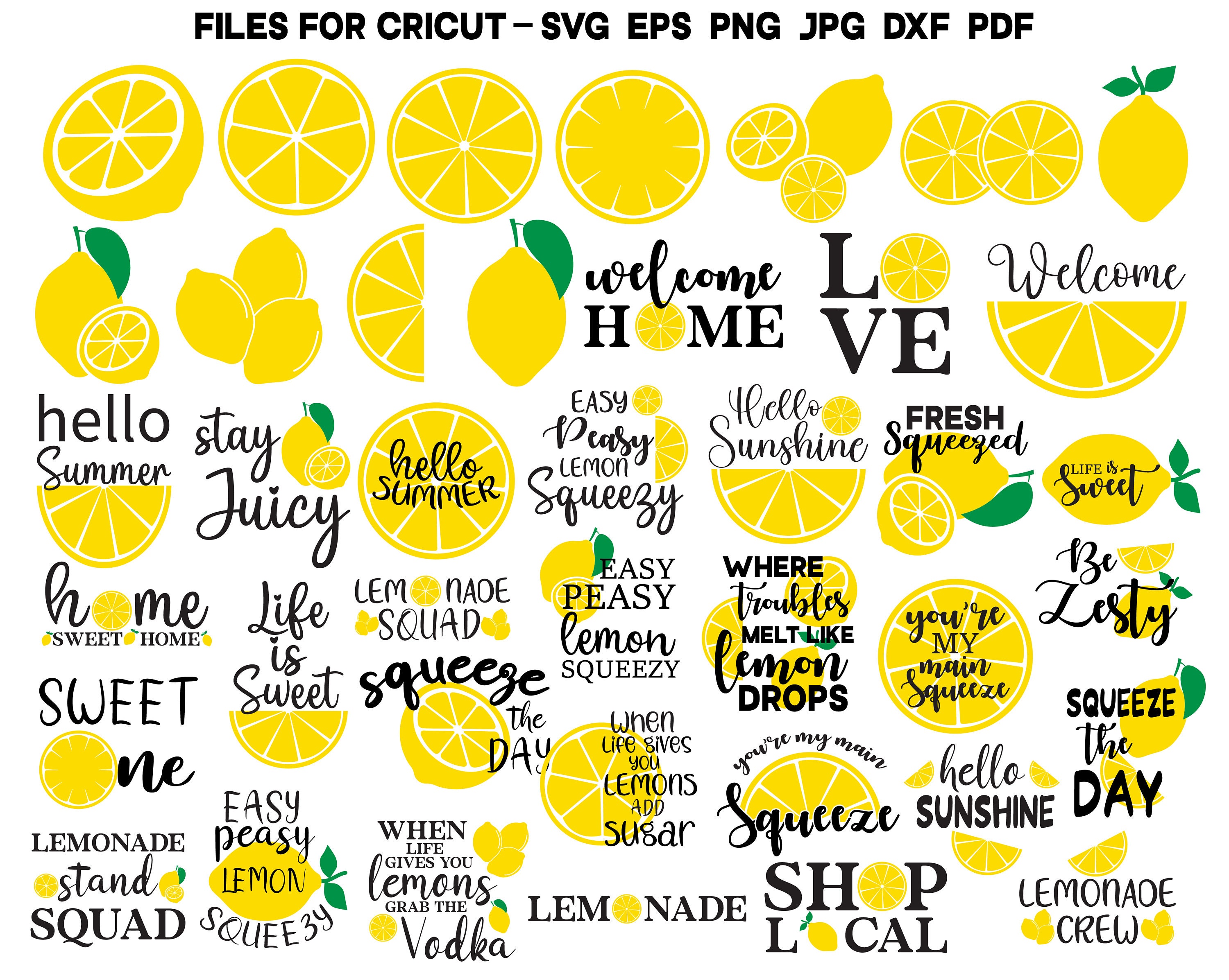 Lemon SVG Lemon Cut File Summer Svg Lemonade SVG Lemon Silhouette Beach Svg Lemon Printable Cricut Clipart Summer T shirt Quote Sublimation