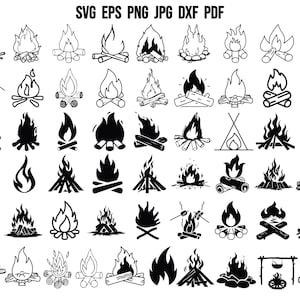 Campfire SVG | Campfire Silhouette | Camping SVG | Camp fire Cut File | Campfire Cricut | Clipart | Adventure Outdoors SVG | Commercial Use
