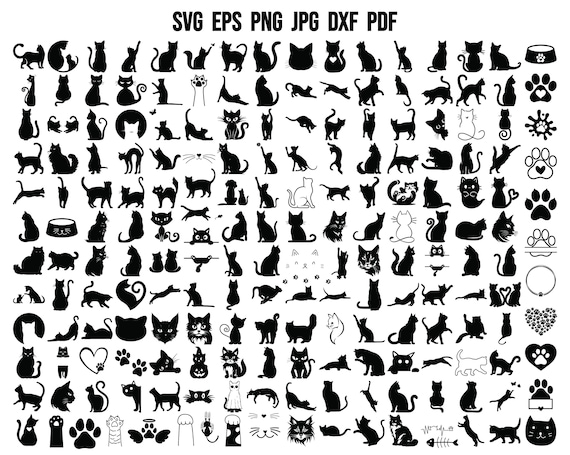 Cat Silhouette | Cat SVG | Cat Cut File | Cat Face SVG | Cat Head SVG | Pet Svg | Paw Svg | Cat Cricut | Kitty Svg | Kitten Svg | Cat Vector