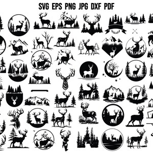 Deer in the forest SVG | Deer SVG | Deer Silhouette | Deer Head Svg | Deer Cricut | Deer Design | Deer Sublimation | Mountain Deer Vector