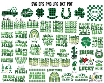 St Patrick's Day SVG | Retro St Patrick's Day SVG | St Patrick Bundle Clipart Cricut | Lucky Svg | Shamrock Svg | Trendy St Patrick Print