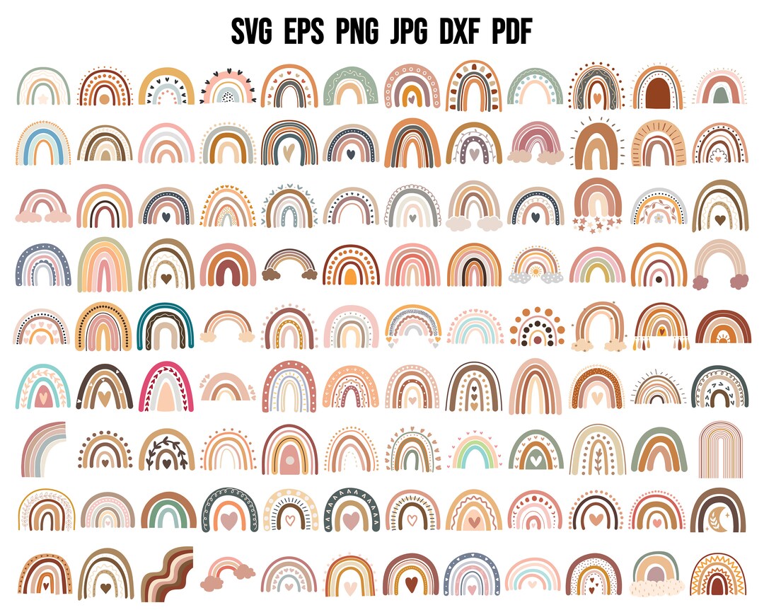 Boho Rainbow SVG | Rainbow Cut File | Retro SVG | Boho Hippie Svg ...