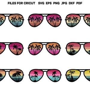 Retro Summer SVG PNG Clipart for Commercial Use Sunglasses Svg Beach Svg Retro Svg Groovy Svg Retro Sunset Svg Summer T shirt Clipart Cricut