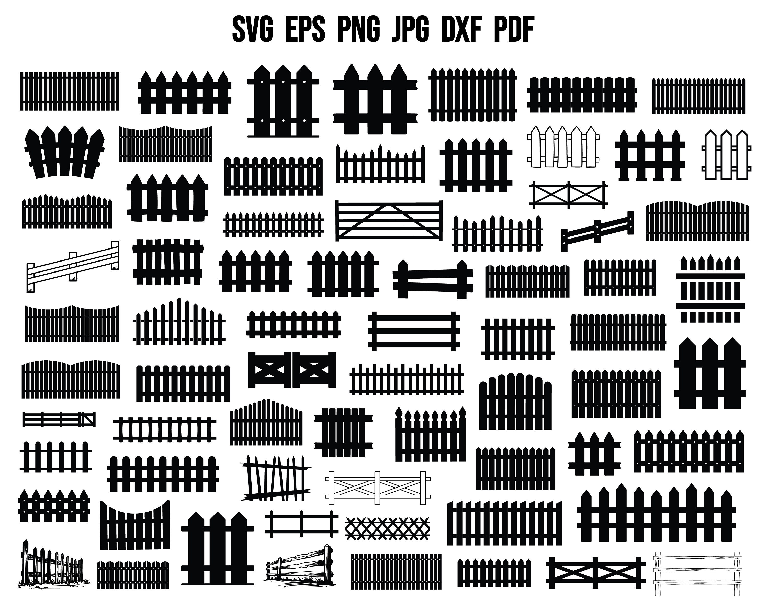 Fence SVG Bundle | Fence Cut File | Fence Silhouette | Wooden Fence SVG ...