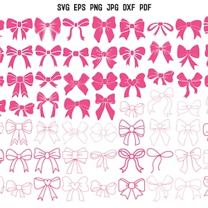Ribbon Coquette SVG | Pink bow SVG | Coquette hair bow Svg | Hand drawn bow SVG | Bow Outline Svg | Cute bow Svg | Cricut | Clipart | Vector