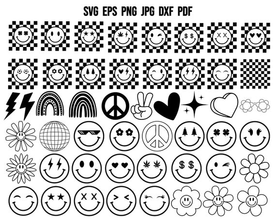 Retro SVG | Groovy SVG | Boho Hippie SVG | Groovy Clipart | Groovy Cut File | Retro Cut File | Happy Face Svg | Daisy Svg | Retro Printable
