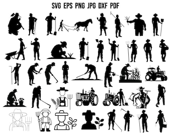 Farmer SVG | Farm SVG | Farmhouse Svg | Farmer Silhouette | Farmer Cricut | Clipart | Vector | Commercial Use | Farm Life Svg | Farm Design