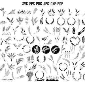 Grano SVG / Grano Grain Svg / Grano Cricut / File di taglio del grano / Silhouette del grano / Ghirlanda di grano Svg / Ghirlanda di alloro Svg / Decalcomania / Vettore Png