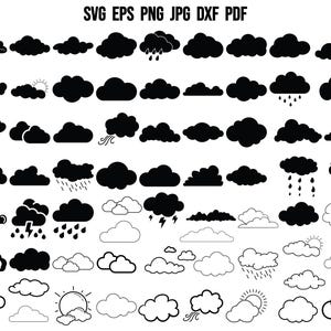 Clouds Silhouette | Clouds SVG | Clouds Cut File | Clouds Cricut | Clouds Clipart | Clouds Design | Clouds Sublimation | Commercial Use