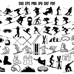 Skidåkning SVG | Skidåkning SVG | Vintersport SVG | Skidklippsfil | Skidsilhuett | Snowboardåkning Svg | Vinter Svg | Pjäxsvg | Kommersiellt bruk