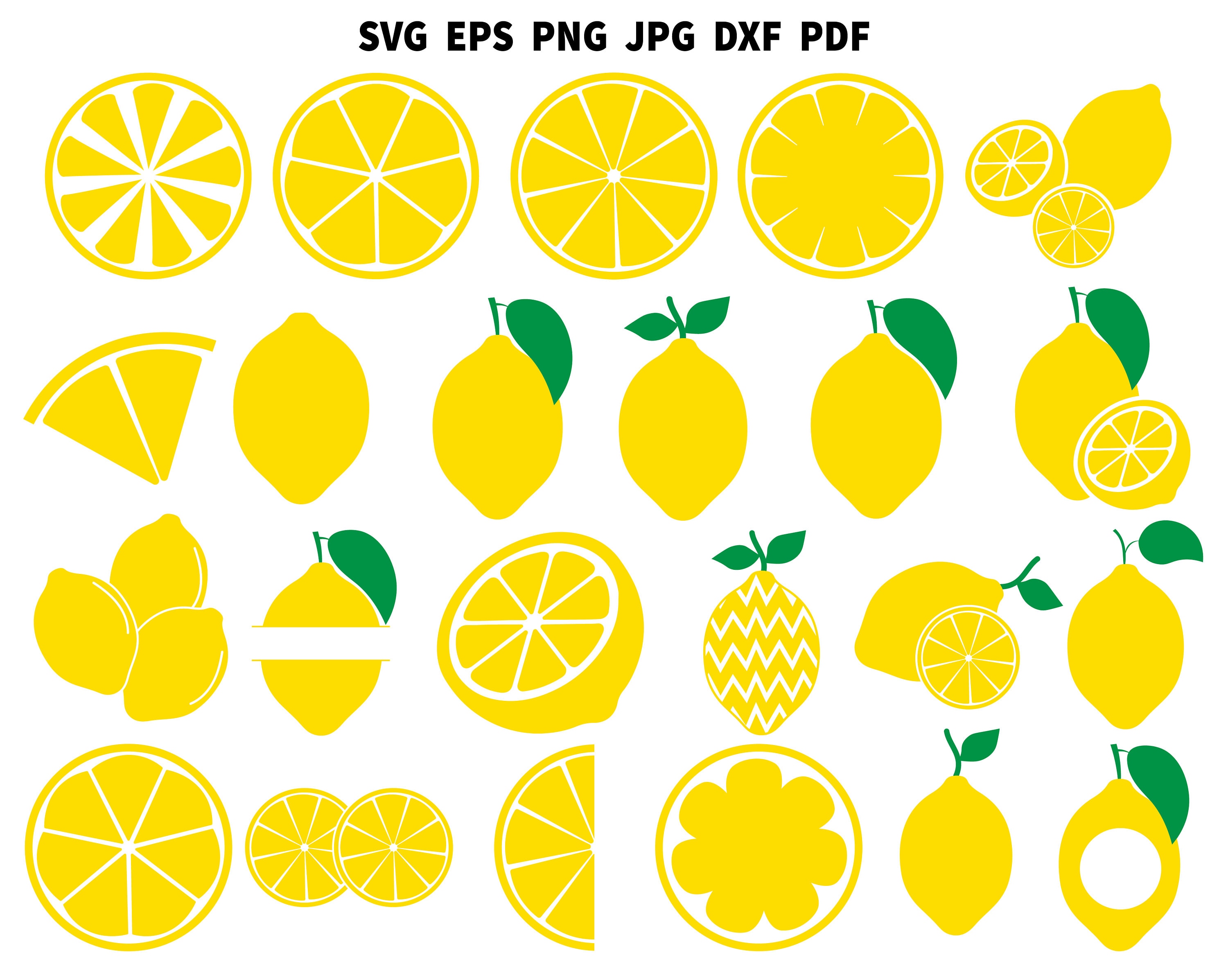 Lemon SVG PNG Clipart | Lemon Silhouette | Lemon Cut File | Lemon Cricut | Summer Svg | Summer Clipart | Lemon Vector | Lemon Printable Dxf