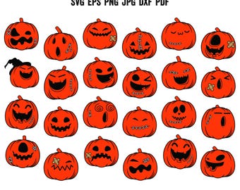ハロウィンかぼちゃSVG | かぼちゃSVGカットファイル | かぼちゃクリップアート | Cricut | 昇華 | レトロハロウィンSVG | かぼちゃの顔ベクター | ステンシル