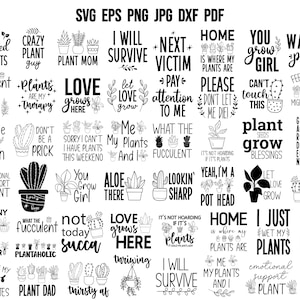 Amante delle piante SVG / Piante SVG / Succulente SVG / Cactus Svg / Giardinaggio Svg / Citazione pianta divertente Svg / Mamma pianta Svg / Pianta d'appartamento Svg / Cricut