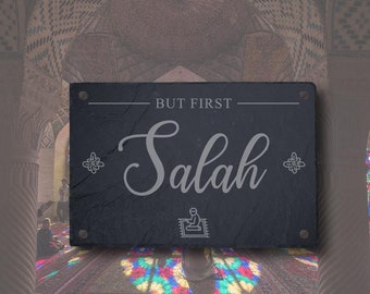 Salah Salat Prayer Allah Islamic Motivational Quote Islam Muslim Calligraphy Hanging Slate Laser Engraved Wall Sign