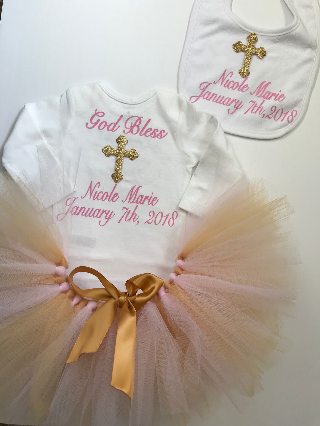 4 Piece Baptism Outfit for Baby Girl Baptism Bodysuit God Etsy