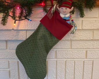 Christmas, stocking, cotton,  vintage inspired, holiday, fully lined