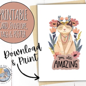 You Are Amazing Positive Affirmation Printable Card | Mental Health Thinking of You Supportive Card for Friends and Family | Sending Love