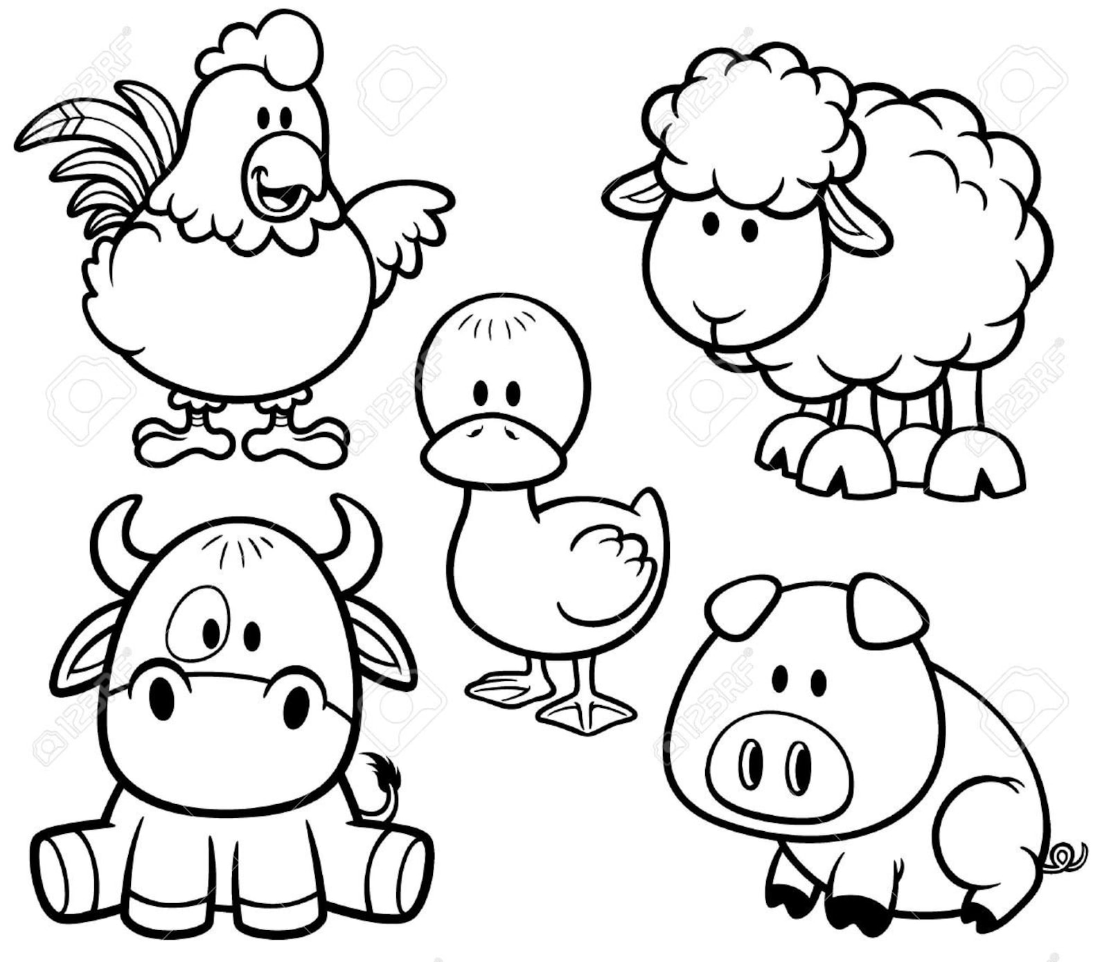 10 Page Farm Animal Coloring Book - Etsy
