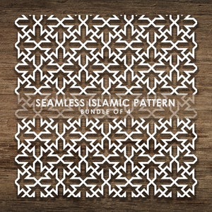 Bundle de 4 modèles SVG islamiques transparents, motif de ligne, arrière-plan de motif islamique. Couper le fichier Cricut, Téléchargement instantané, BoF13