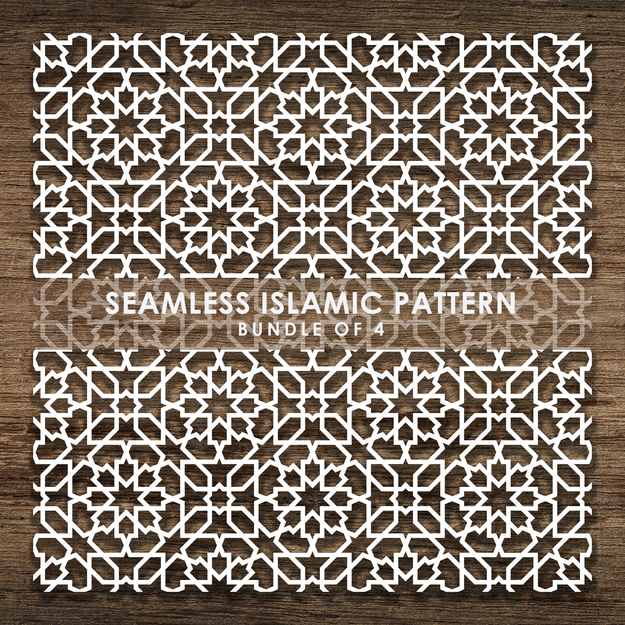 Bundle of 4 Seamless Islamic SVG Pattern, Line Pattern, Islamic Pattern ...