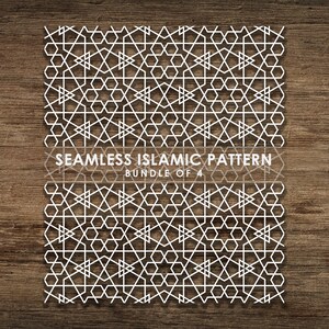 Bundle de 4 modèles SVG islamiques transparents, motif de ligne, arrière-plan de motif islamique. Couper le fichier Cricut, Téléchargement instantané, BoF11