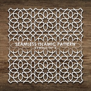 Bundel van 4 naadloze islamitische SVG-patroon, lijnpatroon, islamitische patroonachtergrond. Knip bestand Cricut, Instant Download, BoF16