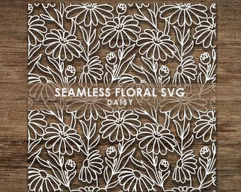 Daisy Seamless Floral Flower Leave SVG Pattern, Cut File Cricut, CnC Cut File Instant Download