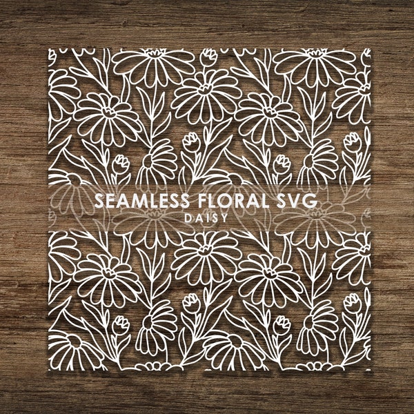 Daisy Seamless Floral Flower Leave SVG Pattern, Cut File Cricut, CnC Cut File Instant Download