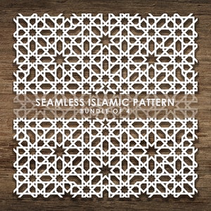 Bundel van 4 naadloze islamitische SVG-patroon, lijnpatroon, islamitische patroonachtergrond. Knip bestand Cricut, Instant Download, BoF10