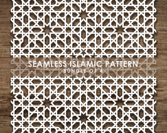 Bundle de 4 modèles SVG islamiques transparents, motif de ligne, arrière-plan de motif islamique. Couper le fichier Cricut, Téléchargement instantané, BoF10