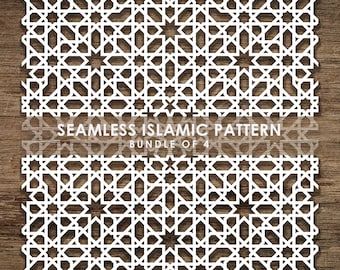 Bundle de 4 modèles SVG islamiques transparents, motif de ligne, arrière-plan de motif islamique. Couper le fichier Cricut, Téléchargement instantané, BoF10