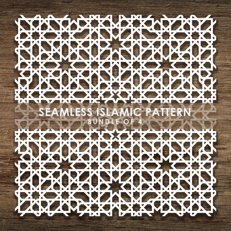 Bundle de 4 modèles SVG islamiques transparents, motif de ligne, arrière-plan de motif islamique. Couper le fichier Cricut, Téléchargement instantané, BoF10 image 1