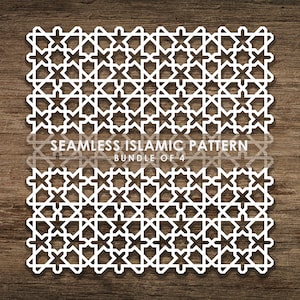 Bundle de 4 modèles SVG islamiques transparents, motif de ligne, arrière-plan de motif islamique. Couper le fichier Cricut, Téléchargement instantané, BoF06