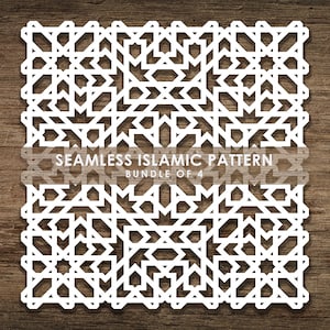Bundle de 4 modèles SVG islamiques transparents, motif de ligne, arrière-plan de motif islamique. Couper le fichier Cricut, Téléchargement instantané, BoF12