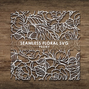 Motif floral sans couture de pivoine, motif SVG, fichier de coupe Cricut, fichier de coupe CNC, téléchargement immédiat