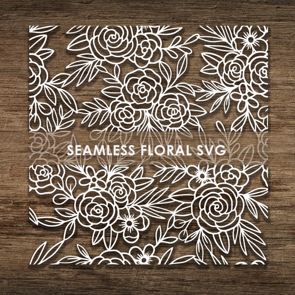 Seamless Floral Flower Leave SVG Pattern, Cut File Cricut, CnC Cut File Instant Download