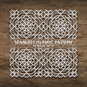 Bundel van 4 naadloze islamitische SVG-patroon, lijnpatroon, islamitische patroonachtergrond. Knip bestand Cricut, Instant Download, BoF19