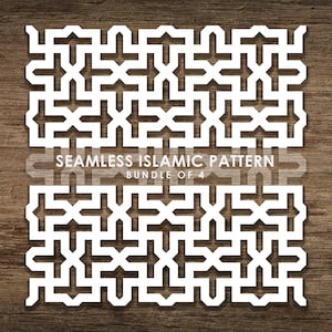 Bundle de 4 modèles SVG islamiques transparents, motif de ligne, arrière-plan de motif islamique. Couper le fichier Cricut, Téléchargement instantané, BoF02