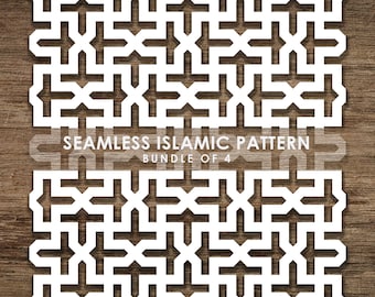 Fascio di 4 motivi SVG islamici senza soluzione di continuità, modello di linea, sfondo di motivi islamici. Cut File Cricut, Download istantaneo, BoF02