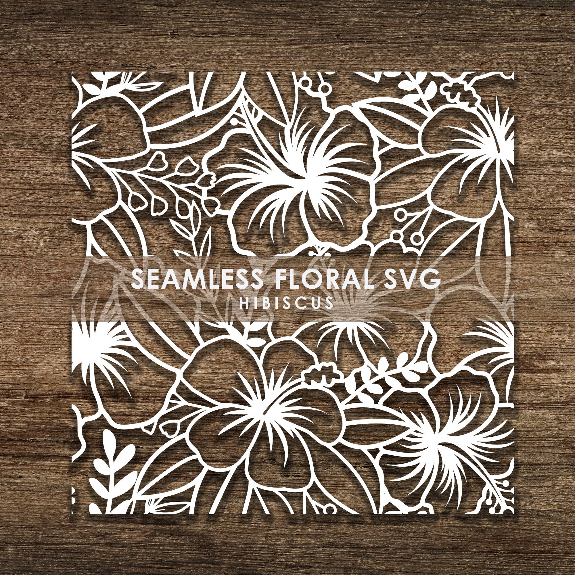 Seamless Tropical Hibiscus Floral Flower Leave SVG Pattern, Cut File ...