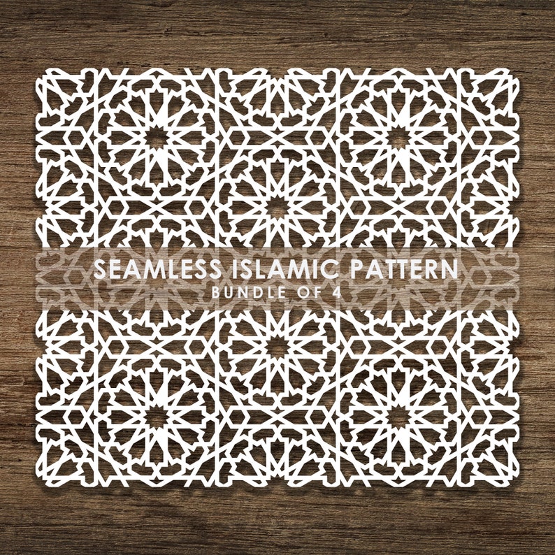 Bundle de 4 modèles SVG islamiques transparents, motif de ligne, arrière-plan de motif islamique. Couper le fichier Cricut, Téléchargement instantané, BoF10 image 5